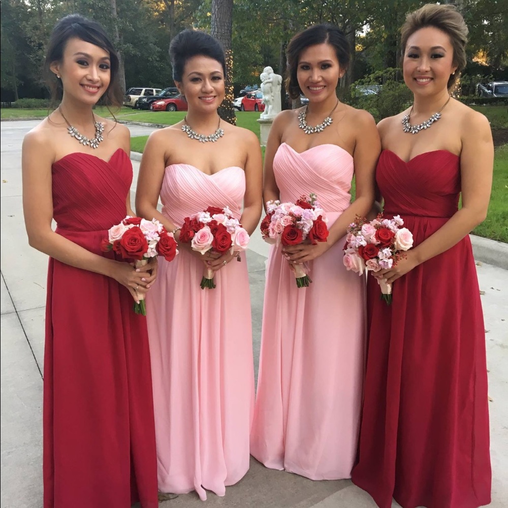 Strapless bridesmaid chiffon dress